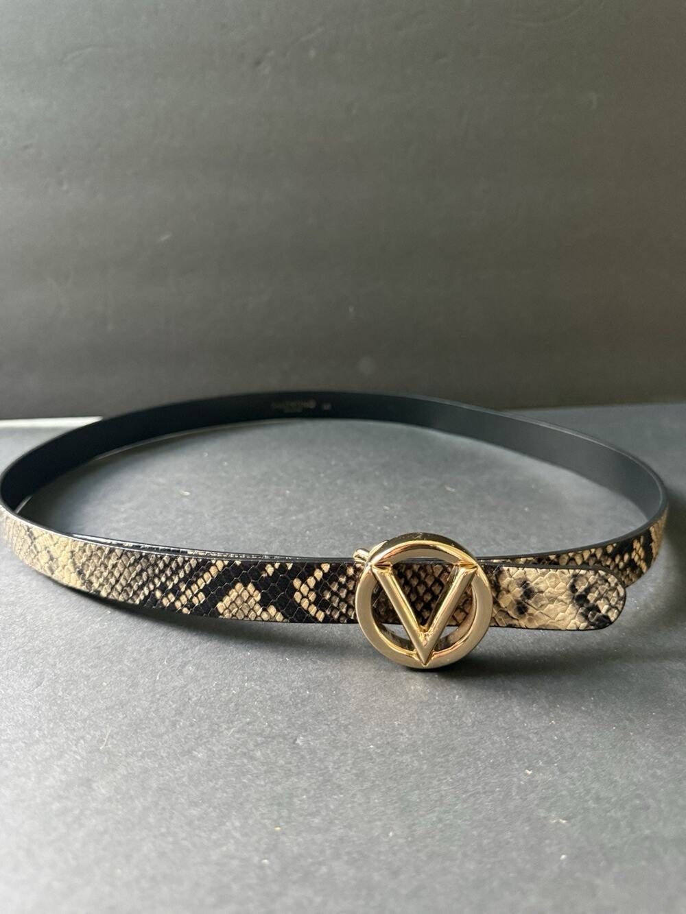 Valentino Womens Giusy Python Natural Genuine Leather Belt Size M Classic City
